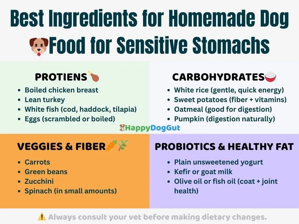 Healthy ingredients for homemade dog food recipes for sensitive stomachs