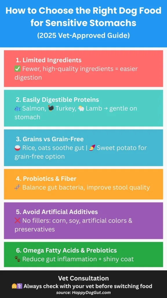 Infographic guide on selecting the best dog food for sensitive stomachs