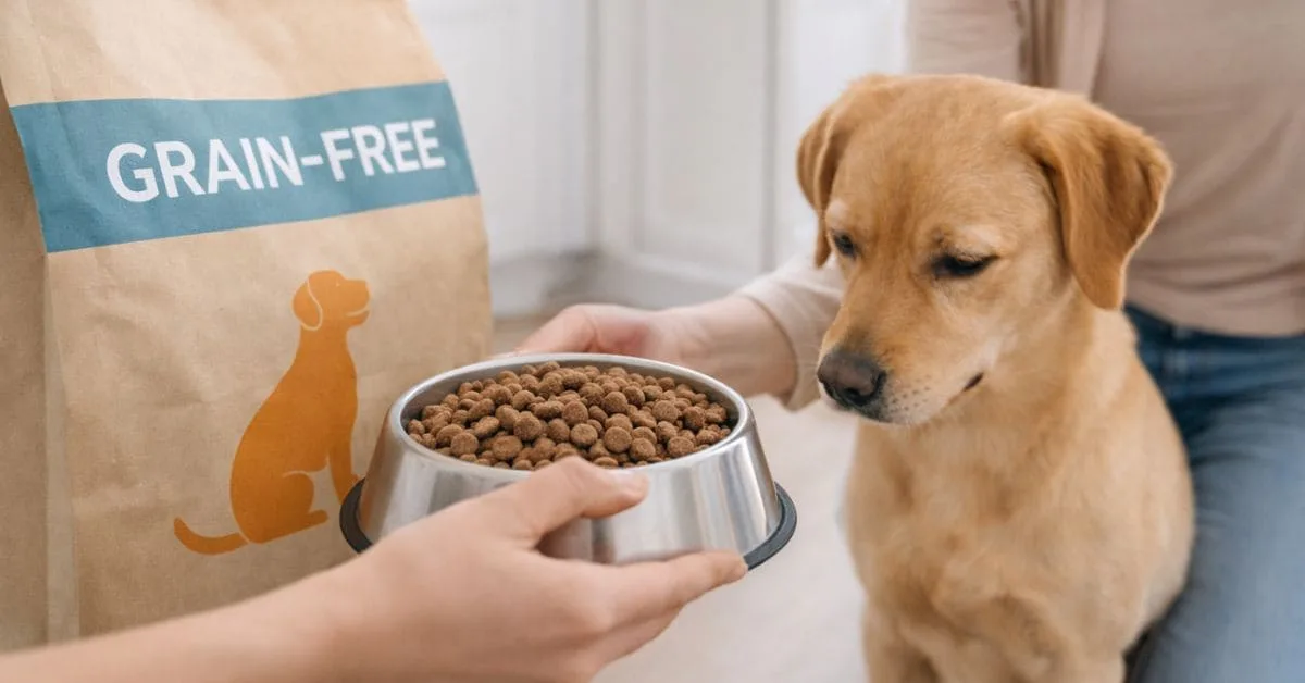 Best grain-free dog foods for sensitive stomachs in 2025 with a healthy dog eating calmly