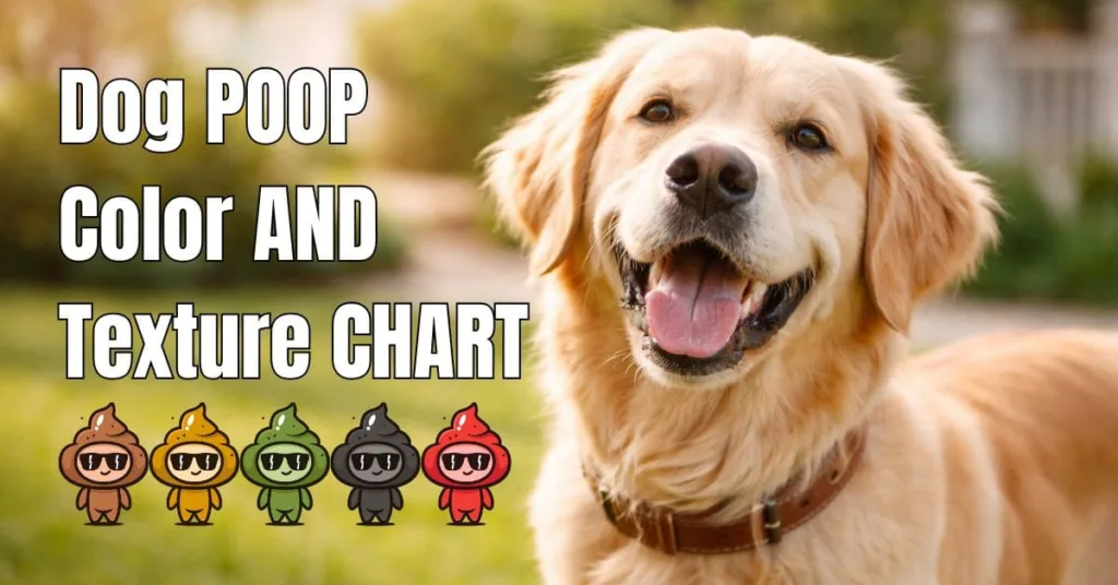 dog poop color chart for gut health explained with a happy, healthy dog