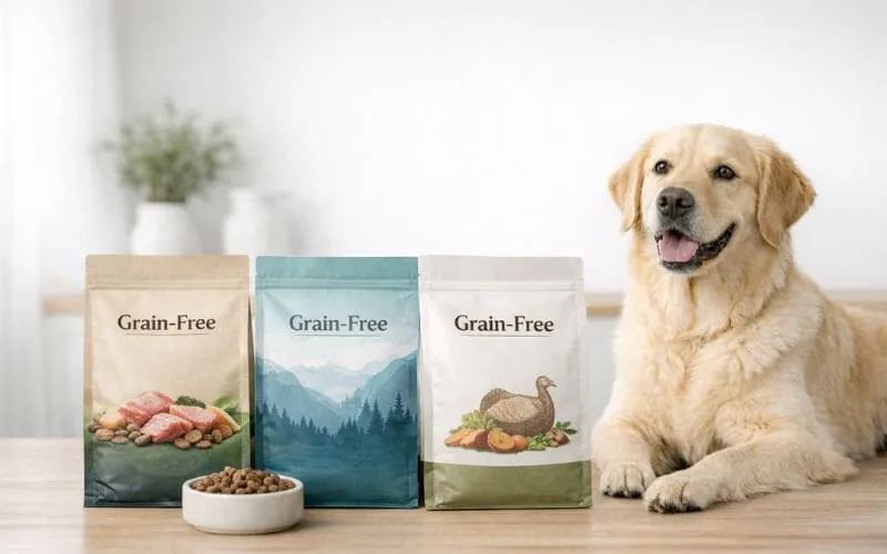 Grain-free dog food options for dogs with sensitive stomachs in the United States