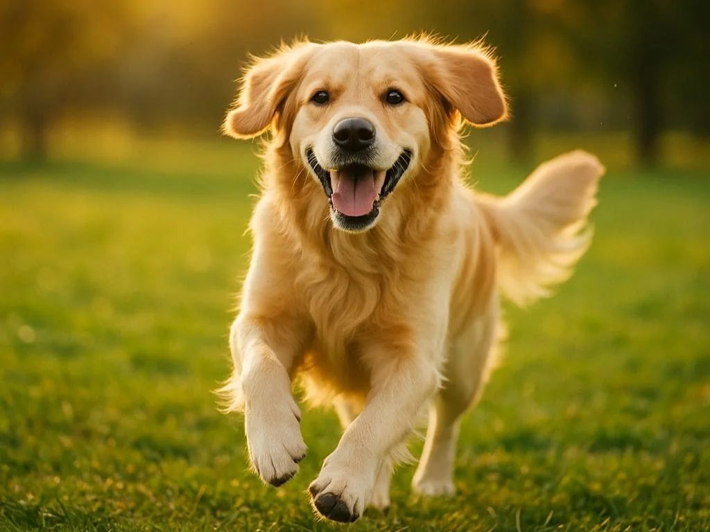 Happy Golden Retriever after switching to the best dog kibble for sensitive stomachs