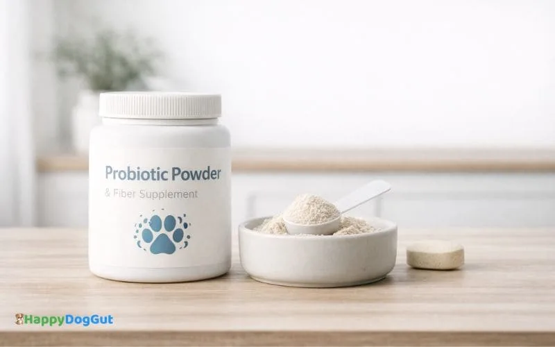 Probiotic powder and fiber supplement for improving gut health in dogs with sensitive stomachs