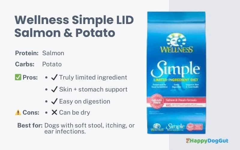 Wellness Simple LID salmon and potato dry dog food for sensitive stomach dogs